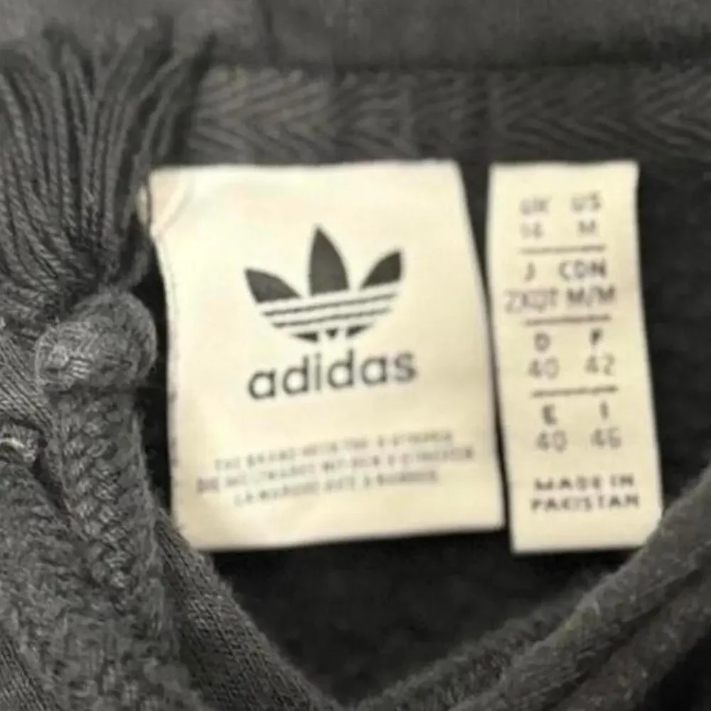 Adidas Originals Trefoil Hoodie Black White Stripe Cuffs Pullover Men’s Medium